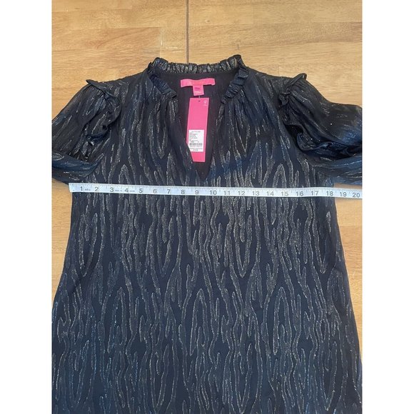 Lilly Pulitzer NWT Ardith Silk Top‎ Zebra Metallic Clip Onyx Size S - Picture 4 of 7